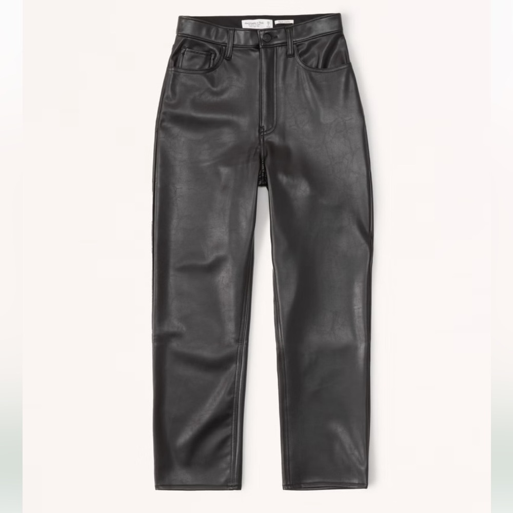 Abercrombie Vegan Leather Ankle Straight Pant ultra High Rise